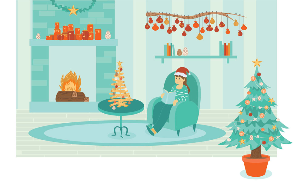 Illustration intérieur avec décoration de Noël