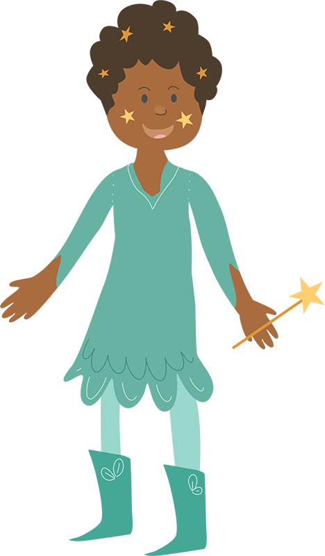 Fille avec costume fait maison et écologique