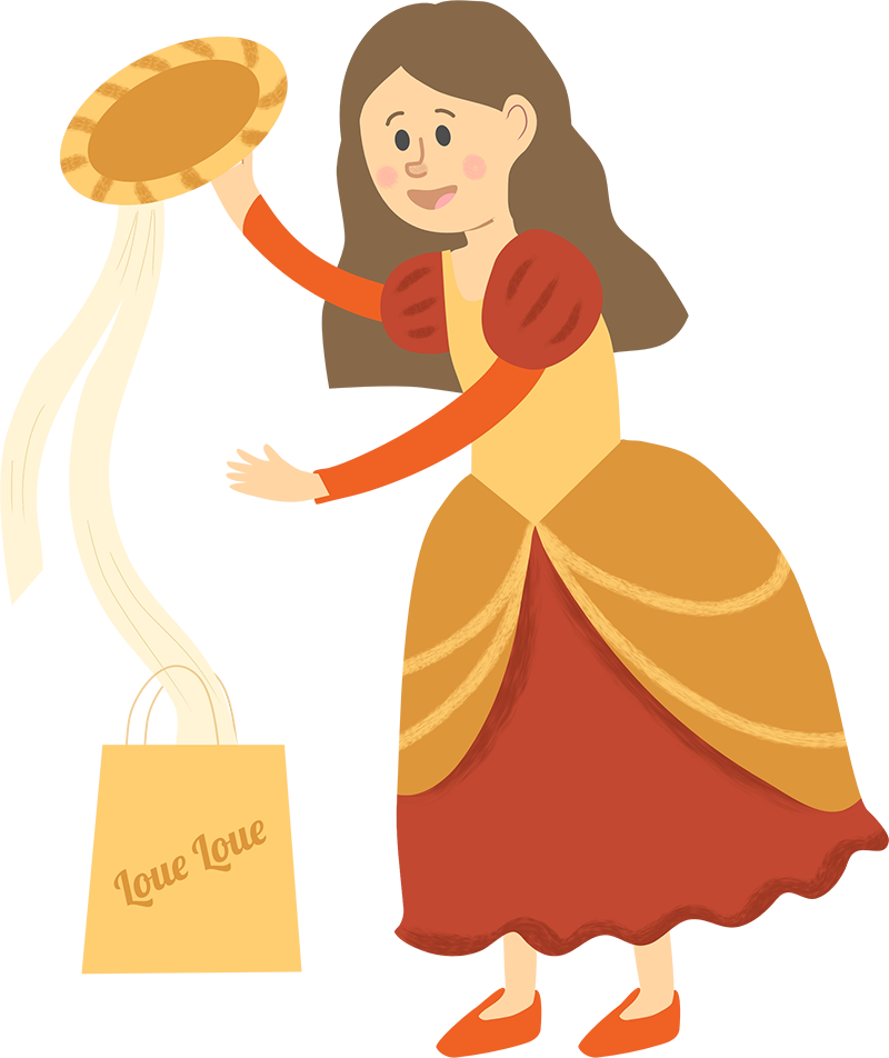 Fille cherchant dans un sac des vêtements de seconde main