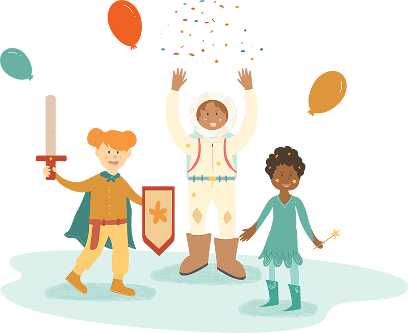 Enfants avec déguisements pour le carnaval